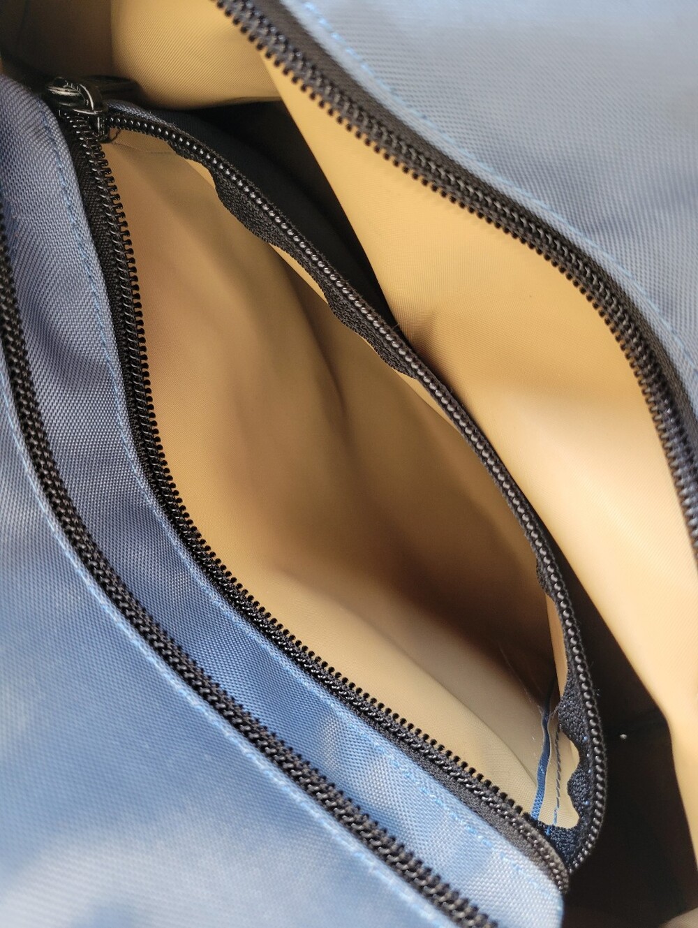 Classic Hervé Chapelier Baby Blue Nylon Shoulder Tote Bag Black Leather Accents - Picture 11 of 13